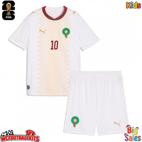 Morocco Brahim Diaz #10 Replica Away Stadium Kit for Kids World Cup 2026 Short Sleeve (+ pants)